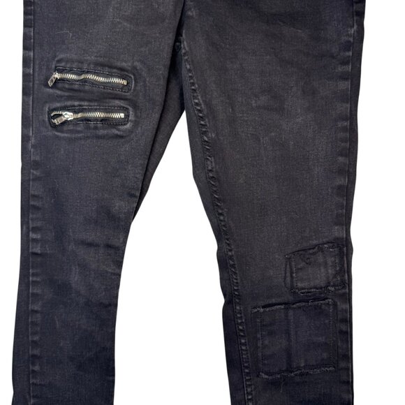 Hot Topic Denim Black Hi-Rise Super Skinny Jeans w/ Zippers D-Rings Goth Punk 3 - Picture 4 of 7
